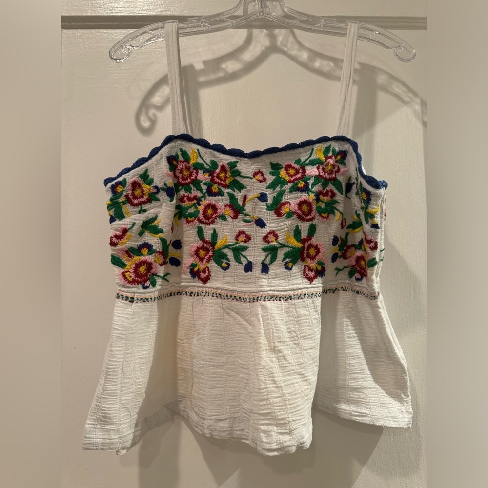 Anthropologie Erin embroidered linen tank top